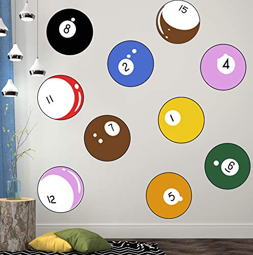 15 Billiard Balls Wall Decal Stickers Printed Graphic Game Room Decor Vinyl Wall Art. (All 15 Balls are 20 inches Around) #OS_MB130. Easy to Apply & Removable. - size: All Balls are 20in in size.
