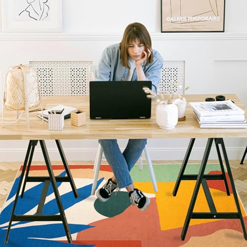 Office Chair Mat for Hardwood Floor, 48"x36" Easy Glide Computer Desk Mat Protector for Rolling Chair Under Desk Rug Nonslip Backing, Machine Wash (Modern) - color: Colorful, size: 36"x48"