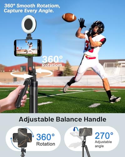 Vlogging Kit for iPhone/Android, 71" Selfie Stick Tripod for iPhone with Fill Light, Wireless Mic & Remote, Adjustable Aluminum Phone Tripod for TikTok/YouTube Content Creator Essentials Starter Kit‌ - size: Tripod with Large Ring Light & Mic