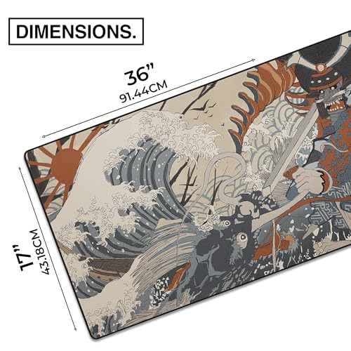MPCO. Original Large Gaming Desk Mat – 36" x 17" Duraglyde Masterpiece Shogun Full Desk Mouse Pad for Smooth Precision – Non-Slip, Washable Extra-Large PC Mouse Pad for Gaming Sessions - color: DuraGlyde Shogun