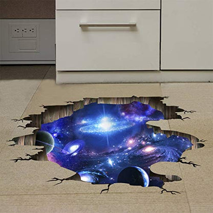 Blue Purple Galaxy Wall Decals, Removable Sticker,The Art Magic 3D Milky Way Dreamscape Home Decor (4 Sheets) - color: New Galaxy