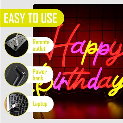 Happy Birthday Neon Signs for Wall Decor，Led Neon Light for Bedroom，Christmas Birthday Party decorations Gifts - style: Happy Birthday001
