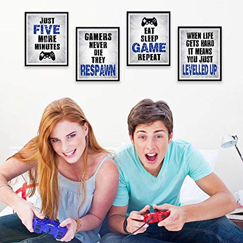 CHIEN-CHI LILI Vidro Game Decor Set of 4 (8”X10”), Game Themed Art Print Room Wall Decoration Gift, Boys Bedroom, Gamer room, Kids room, No Frames(GAME)