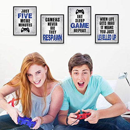 CHIEN-CHI LILI Vidro Game Decor Set of 4 (8”X10”), Game Themed Art Print Room Wall Decoration Gift, Boys Bedroom, Gamer room, Kids room, No Frames(GAME)