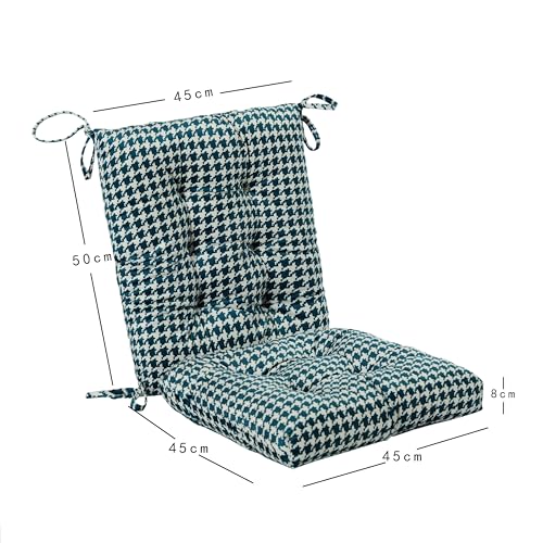Outdoor Patio Cushion, Rocking Chair Cushion, Tufted Pads, Set of Upper and Lower with Ties Pack of 2 (2 Sets) - Back 20"×17", Seat 17"×17" (Green Houndstooth) - color: Green Houndstooth