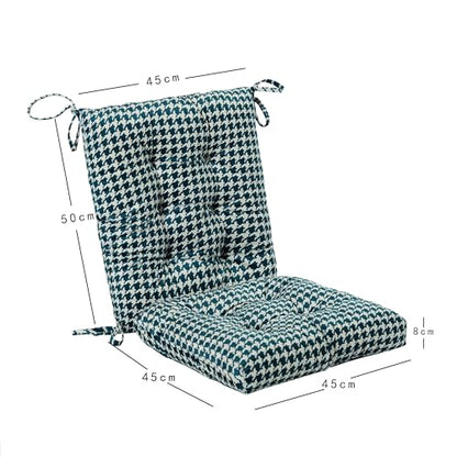 Outdoor Patio Cushion, Rocking Chair Cushion, Tufted Pads, Set of Upper and Lower with Ties Pack of 2 (2 Sets) - Back 20"×17", Seat 17"×17" (Green Houndstooth) - color: Green Houndstooth