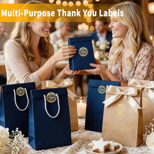 100PCS Thank You for Celebrating with Me Stickers,Gold Party Favor Labels with Elegant Cloud Design Seals for Gift Bags, Dessert Table, Birthday, Baby Shower, Graduation Favors 1.6" (Gold)