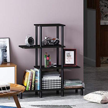Furinno Turn-N-Tube 4-Tier Design Display Rack, Espresso/Black - color: Espresso/Black, style: 4-Tiers, Ladder