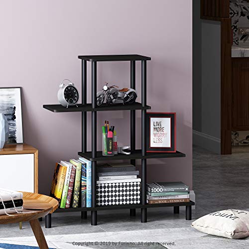 Furinno Turn-N-Tube 4-Tier Design Display Rack, Espresso/Black - color: Espresso/Black, style: 4-Tiers, Ladder