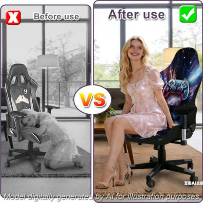 Gaming Chair Covers, 3D Printing Stretchable Soft Non-Slip Easy to Install Gamer Chair Cover with Armrest Cover(No Chair)(A) - color: A