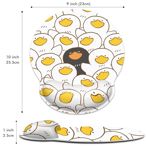 Ergonomic Mouse Pad with Wrist Support,Black and White Duck Mouse Pad with Wrist Rest,Relieve Wrist Pain Mousepad Non-Slip Rubber Base,Mouse Pads for Desk,Computers,Laptop,Office,Home,Accessories - color: Black And White Duck
