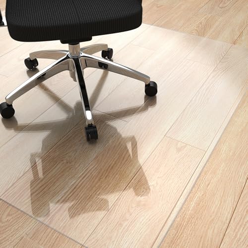 Yecaye Office Chair Mat for Hardwood Floor, Clear Computer Desk Chair Mat, PVC Heavy Duty Floor Protector for Rolling Chairs, 1.7mm Thick Chair Mat (Transparent, 48" x 55" x0.07'') - size: 48" x 55" x 0.07''