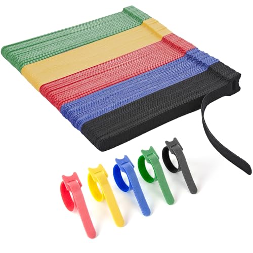 180 PCS Reusable Cable Ties with Hook and Loop, Multi-purpose Adjustable 8 Inch Cable Management Wire Ties Cable Straps for Organizing Home, Office and Data Centers (Multicolored) - color: Color 180pcs