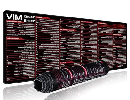 excovip Mouse Pad for Vim, 31.4x11.7x0.07 inch Extended Large Cheat Sheet Mousepad PC Office Spreadsheet Keyboard Shortcut Mouse Mat with Non-Slip Stitched Edge 0326 - color: For VIM