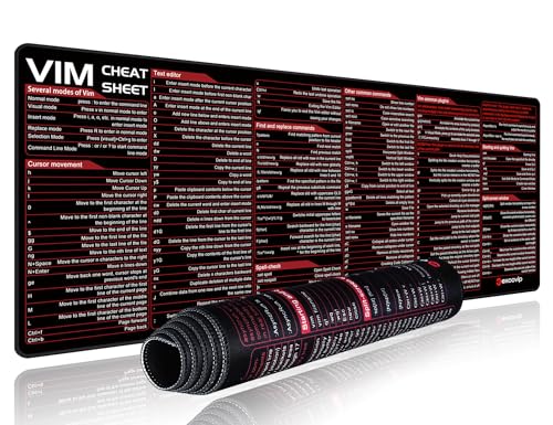 excovip Mouse Pad for Vim, 31.4x11.7x0.07 inch Extended Large Cheat Sheet Mousepad PC Office Spreadsheet Keyboard Shortcut Mouse Mat with Non-Slip Stitched Edge 0326 - color: For VIM