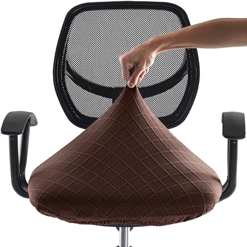 Stretch Jacquard Office Chair Cover, Removable Washable Desk Chair Cover, Anti-dust Seat Cushion Protectors - Chocolate - color: Chocolate, size: Chair Seat Cover