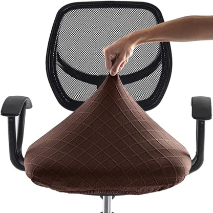 Stretch Jacquard Office Chair Cover, Removable Washable Desk Chair Cover, Anti-dust Seat Cushion Protectors - Chocolate - color: Chocolate, size: Chair Seat Cover