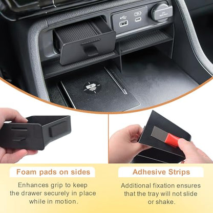 3PCS Center Console Organizer Insert Tray Compatible with Honda 2023 2024 2025 Pilot & 2026 Passport Interior Accessories, Armrest Storage Box & Front Center Console Shelf & Glove Box Hidden Drawer