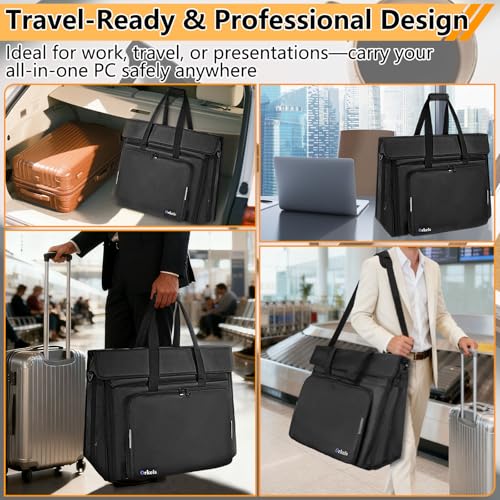 ORKELS Hard PE All-in-One Computer Monitor Carrying Case for 21–24 in iMac, Protective Storage Bag for Monitor, Keyboard, Mouse, Cables & Accessories