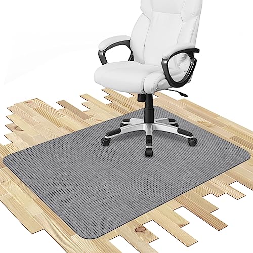 Placoot Desk Chair Mat for Hardwood Floor & Tile 55"x35" Office Chair Mat for Rolling Chairs Large Anti-Slip-Recyclable Material Computer Rug for Office - color: Rectangle Corduroy Lightgrey, size: 55"x35"