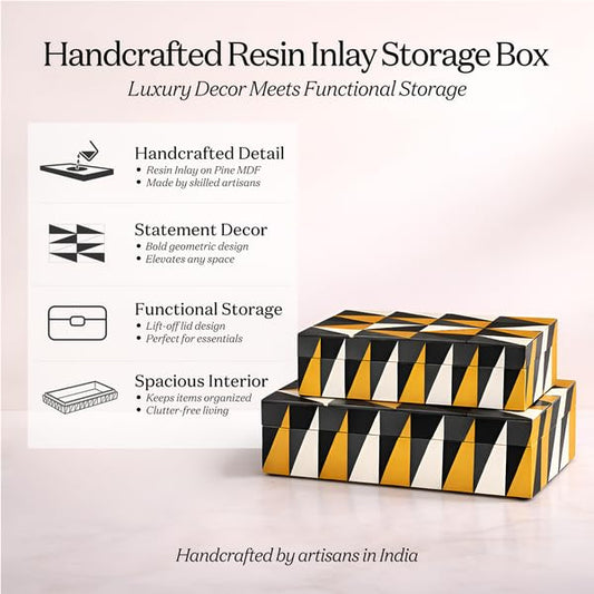 Handicrafts Home Decorative Storage Box with Lid, Decorative Remote Holder Box, Coffee Table Storage Box for Living Room, Console Table & Shelf Decor, Puzzle Guild 10 x 6 x 2.5 (Multicolor Box) - color: PUZZLE-GUILD, size: 10 x 6 x 2.5 Inches
