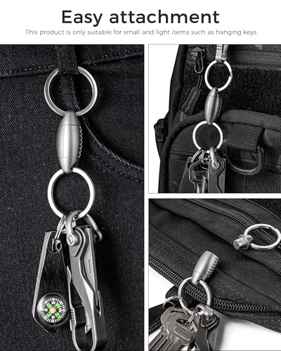 FEGVE Titanium Quick Release Swivel Keychain, Pull Apart Detachable Keychain Heavy Duty Car Key Holder with Key Rings - color: Matte 3 Pack