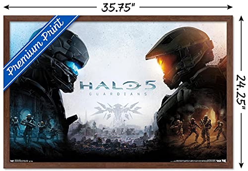 Trends International Halo 5 - Key Art Wall Poster, 34L x 22.4W, Mahogany Framed Version - color: Mahogany Framed Version, size: 34"L x 22.4"W