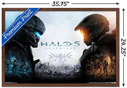 Trends International Halo 5 - Key Art Wall Poster, 34L x 22.4W, Mahogany Framed Version - color: Mahogany Framed Version, size: 34"L x 22.4"W