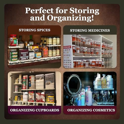 Vertical Spice - Large Pullout Sliding Spice Rack Organizer - 2 Individual 2 Tier Drawers - Premium Rolling Seasoning Holder/Caddy for Hidden Pantry Storage - Made in USA (6.9''W x 10.75" H x 10.6''D) - color: 2-3.25" Drawers, 2-Tier Cream Assembled