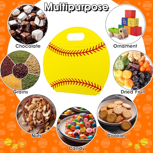 AKAIXI 24pcs 3.5Mil Thickened Softball Goodie Bags Reusable Sealed Bags | with Handle Stand-up Softball Goodie Bags for Coach Team Softball Mom, Party Favor Birthday Gifts Candy Bags Supplies - color: Softball