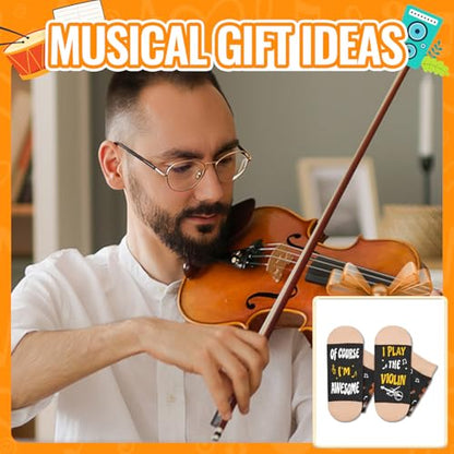 HAPPYPOP Music Gifts for Music Lovers - Guitar Saxophone Violin Socks for Musicians Players - color: I Play the Violin