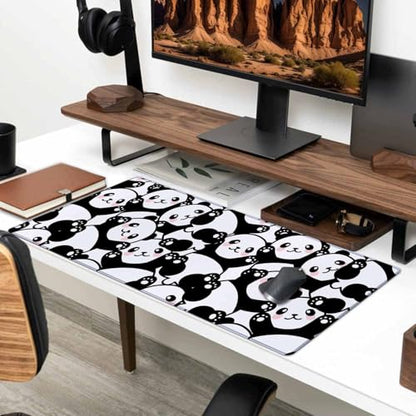 Gaming Mouse Pad Large, Keyboard Mouse Mat Desk Pad, Non-Slip Rubber Base with Stitched Edges Mousepad, 31.5X11.8 inch Cute Panda - color: Cute Panda, size: 31.5L x 11.8W inches
