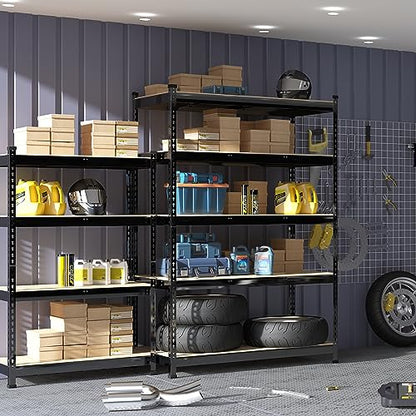 PrimeZone Heavy Duty Storage Shelves - 47"W x 18"D x 71"H 5 Tier Adjustable Garage Storage Shelving, Metal Storage Utility Rack Organizer Shelf Unit for Warehouse Pantry Closet Kitchen Basement, Black - size: 47"W x 18"D x 71"H