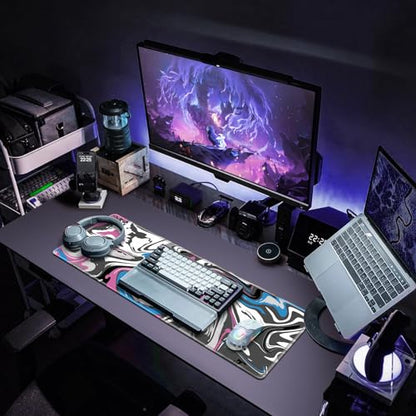 Canjoy Gaming Mouse Pad, Fluid Pattern Mouse Pad 31.5x11.8inch Large Extended Computer Mouse Mat Keyboard Full Desk Mousepad for Gaming, Office, Home - color: Pink-Blue Fluid, size: 800*300mm