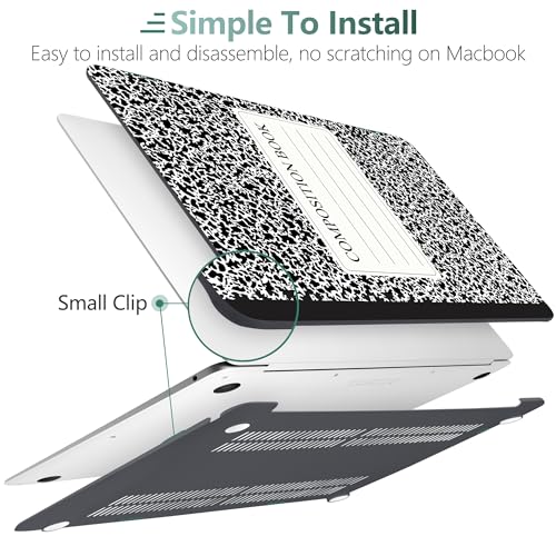 DONGKE Compatible with MacBook Air 13 inch Case 2021 2020 2019 2018 Release A2337 M1 A2179 A1932 with Retina Display & Touch ID, Plastic Hard Shell & Keyboard Cover - Composition Book - color: Composition Book