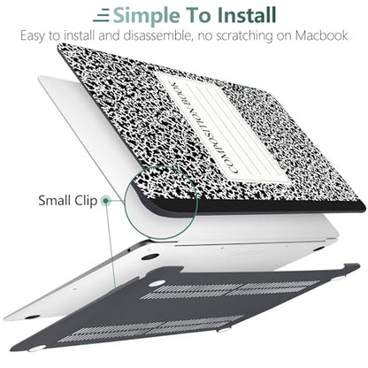 DONGKE Compatible with MacBook Air 13 inch Case 2021 2020 2019 2018 Release A2337 M1 A2179 A1932 with Retina Display & Touch ID, Plastic Hard Shell & Keyboard Cover - Composition Book - color: Composition Book