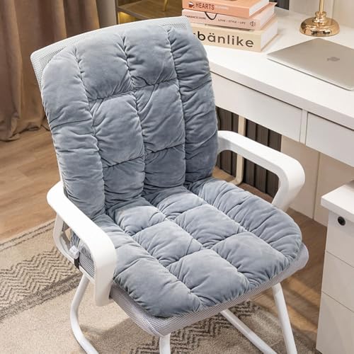Desk Chair Cushion Non-Slip Rocking Seat Cushion Office Chair Pad Dorm Seat Cushion with High Back Support Soft Seat Pad with Ties for Office Car Home Dining Room Kitchen - color: Light Grey