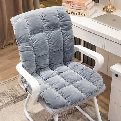 Desk Chair Cushion Non-Slip Rocking Seat Cushion Office Chair Pad Dorm Seat Cushion with High Back Support Soft Seat Pad with Ties for Office Car Home Dining Room Kitchen - color: Light Grey
