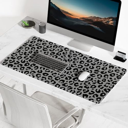 BOSOBO Extended Gaming Desk Mat, XXL Full Cover 31.5 x 11.8 Inches, Black Leopard Print - color: Black Leopard Print, size: XL - 31.5 x 11.8 Inches