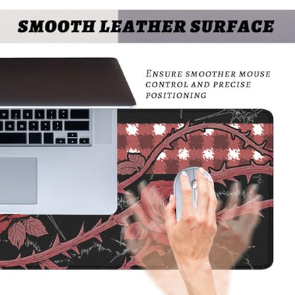 Gothic Rose Gaming Mouse Pad Dark Romantic Large Desk Mat Extended Large Laptop Keyboard Non-Slip Rubber Base with Stitched Edges for Home Office Computer Keyboard Laptop 31.5"x11.8" - color: Gothic Rose