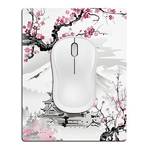 Small Mouse Pad Cute, Mini Mouse Pads for Wireless Mouse and Laptop, Travel Mousepads with Designs - Japanese Cherry Blossom/Sakura, Portable Mousepad with Non-slip Rubber Base - 5.5 x 7 Inch - color: Japanese Cherry Blossom, size: 7L x 5.5W inches