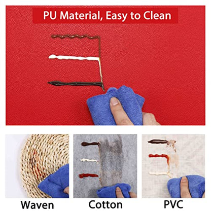 Wipeable Placemats Leather Table Mats Waterproof Heat-Resistant Easy to Clean for Dining Table Set Kitchen Table (2, Red) - color: Watermelon Red, size: set of 2