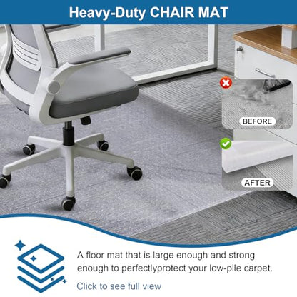 Clear Office Chair Mat for Carpet - 46"x60" Heavy-Duty Protection for Low Pile Carpets - Not Suitable for Hardwood Floors - size: 60×46inch