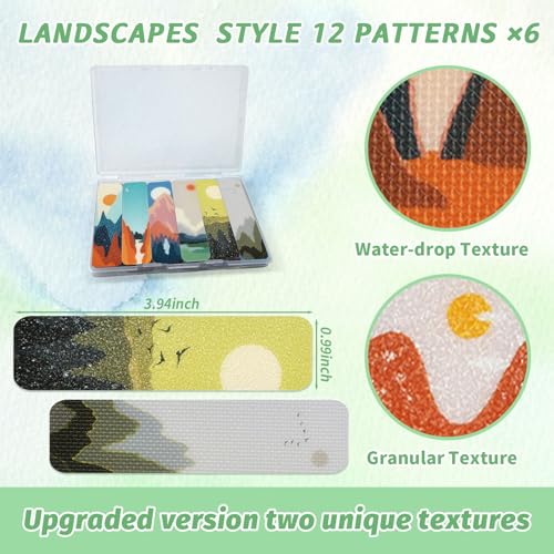 72 Pieces Anxiety Sensory Stickers with Storage Box - Sensory Stickers 2 Textured Surface - Fidget Strips for Office & Classroom Desk Adult Stress (Landscape) - style: Landscape Style