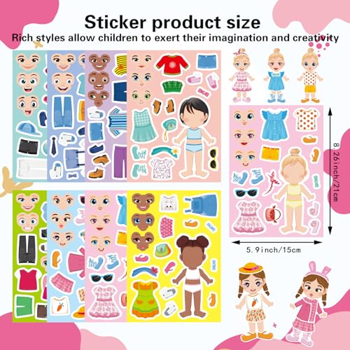 24 Sheets Make a Face and Dress Up Stickers for Girls Boys, Make Your Own Stickers for Kids Toddlers, Preschool Children Crafts Party Favor, Rewards, Art Craft, Birthday Gift - style: Make a Face and Dress Up