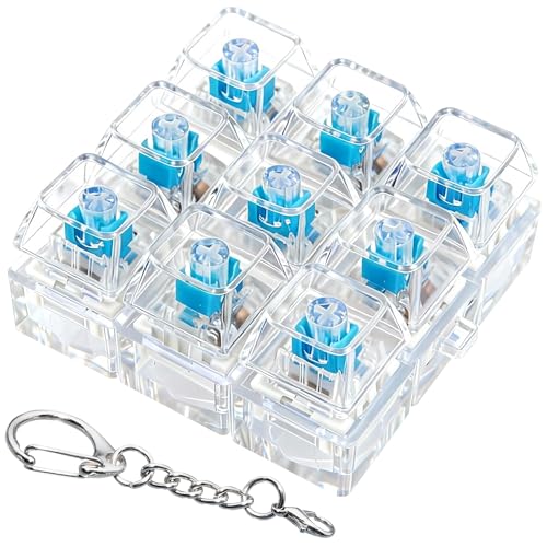 Keyboard Fidget Toy, Keyboard Keychain Fidget Toys, 9-in-1 Clicker Fidget Toy, Stress Relief Desk Decompression Button, Anxiety Relief Valentine's Day Gifts (Clear) - color: Clear