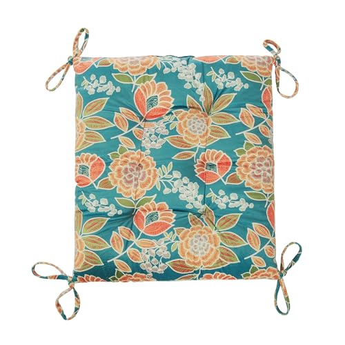 Outdoor Patio Cushion, Rocking Chair Cushion, Tufted Pads, Set of Upper and Lower with Ties Pack of 2 (2 Sets) - Back 20"×17", Seat 17"×17" (Green Bottom Flowers) - color: Green Bottom Flowers