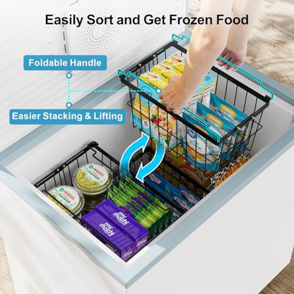 iSPECLE Freezer Organizer Bins - 3 Pack with Freezer Inventory List Board, Adjustable Width for 5 to 7 Cu.Ft Chest Freezers, Stackable Deep Freezer Bins, Assembly Required, Black - style: 3 Bins with Magnet Whiteboard