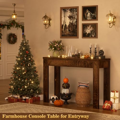 Armocity Console Table, Small Farmhouse Wood Entryway Table, Narrow Sofa Tables Behind Couch, Entry Table for Entrance, Hallway, Living Room, 32", Cracked Oak - color: Cracked Oak, size: 32"