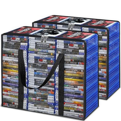 CD DVD Storage Bags, 2-Pack Clear Blu-ray Storage Bags with Zipper & Handles | Holds 90 Blu-Ray, 70 DVD | Media & Video Game Storage Organizer for VHS, Discs - size: 2 Pack